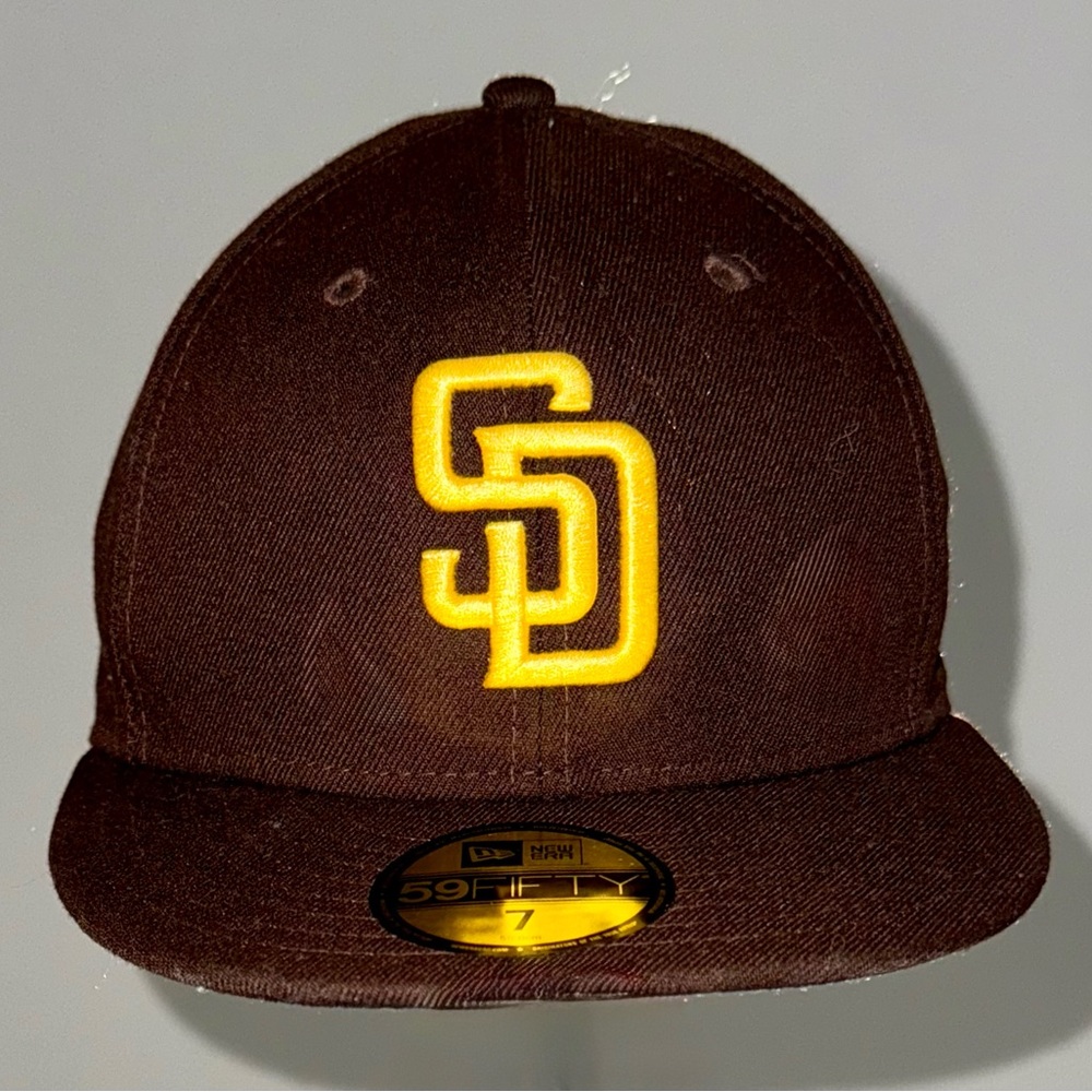 🔥 San Diego Padres 59FIFTY Fitted Hat - Size 7 - Brown & Gold | New Era MLB Cap